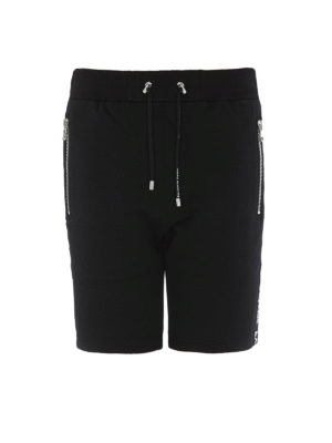 Balmain: pantaloni sport - Pantaloncini neri con banda logata