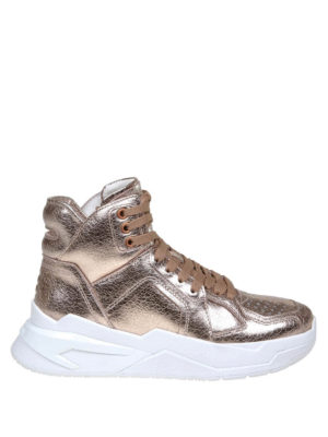 Balmain: trainers - Bball metallic leather sneakers