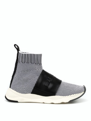 Balmain: sneakers - Sneaker a calza Cameron in tessuto stretch