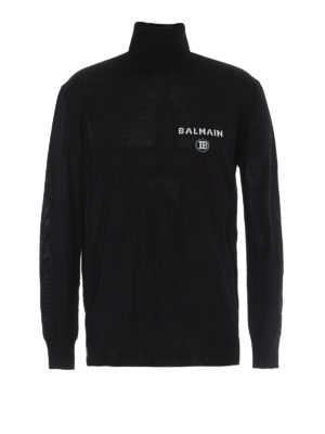 Balmain: maglia a collo alto e polo - Dolcevita in lana con zip laterali