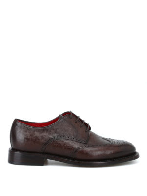 BARRETT: scarpe stringate - Derby brogue in pelle testurizzata marrone