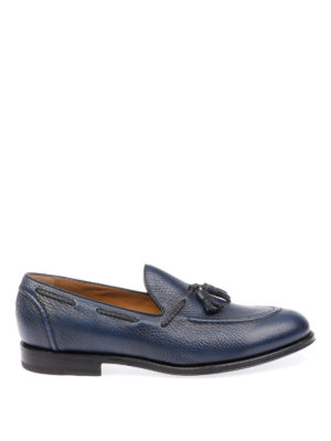 BARRETT: Mocassini e slippers - Mocassini in pelle martellata blu con nappe