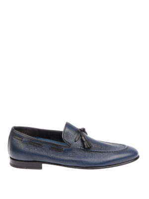 BARRETT: Mocassini e slippers - Mocassini in pelle martellata blu con nappine