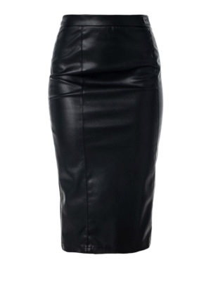 BE BLUMARINE: gonne di pelle - Gonna midi nera in ecopelle