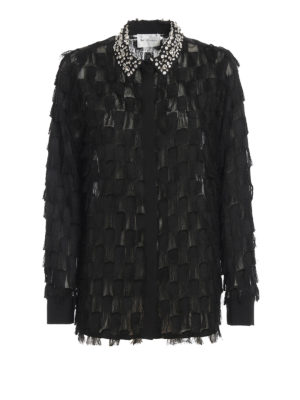 BE BLUMARINE: shirts - Fringed maxi polka dot shirt