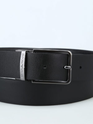 Cintura reversibile in saffiano nera shop online: EMPORIO ARMANI