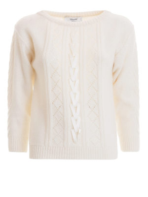 BLUGIRL: maglia collo rotondo - Pull in lana e cashmere con nastri incrociati