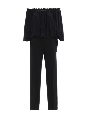 BLUMARINE: tute - Tuta in crepe de chine e jersey punto stoffa