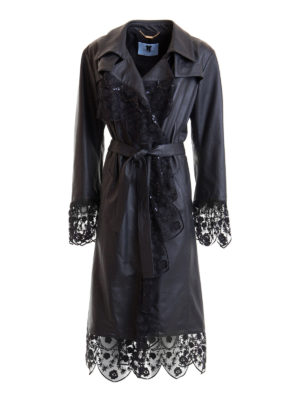 BLUMARINE: Abrigos de cuero - Abrigo De Cuero - Negro