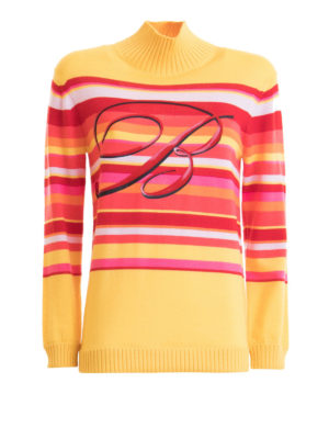 BLUMARINE: Cuellos altos y polos - Suéter Con Cuello Alto - De Rayas