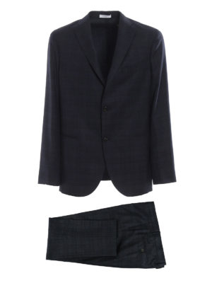 BOGLIOLI: formal suits - Blue Prince of Wales virgin wool suit