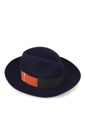 BORSALINO: cappelli - Cappello in feltro blu con nastro multicolore