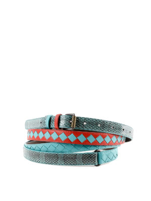 BOTTEGA VENETA: cinture - Cintura a doppio giro in nappa intrecciata