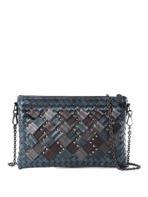 BOTTEGA VENETA: pochette - Clutch Biletto Chain in Intrecciato Plume