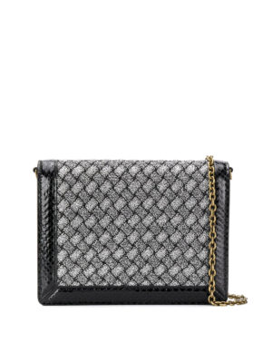 BOTTEGA VENETA: pochette - Clutch in nappa e lurex motivo intrecciato