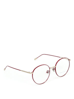 BOTTEGA VENETA: Occhiali - Occhiali da vista tondi in metallo bordeaux