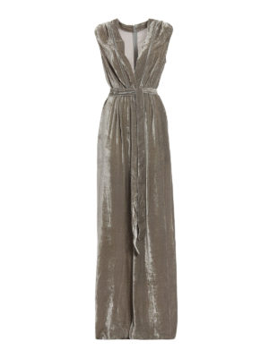 BOTTEGA VENETA: tute - Tuta smanicata in velluto con cintura