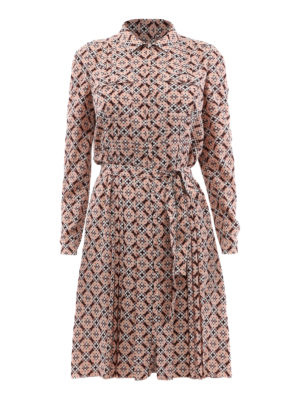 BOTTEGA VENETA: abiti corti - Chemisier in seta con motivo all over