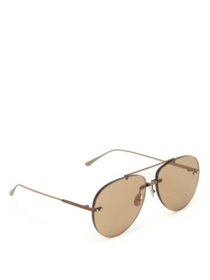 Bottega Veneta: sunglasses - Bronze metal aviator sunglasses
