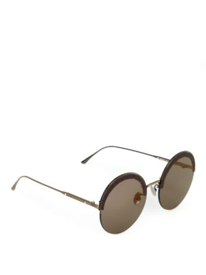 BOTTEGA VENETA: occhiali da sole - Occhiali con inserto in pelle Intrecciato