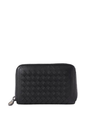 BOTTEGA VENETA: portafogli - Portafoglio nero in nappa intrecciata