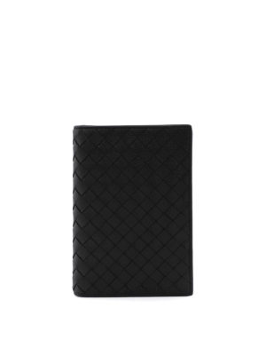 BOTTEGA VENETA: portafogli - Porta passaporto in Intrecciato nero