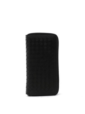 BOTTEGA VENETA: portafogli - Portafoglio continental nero in Intrecciato