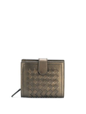 BOTTEGA VENETA: portafogli - Portafoglio in pelle metallizzata Intrecciato