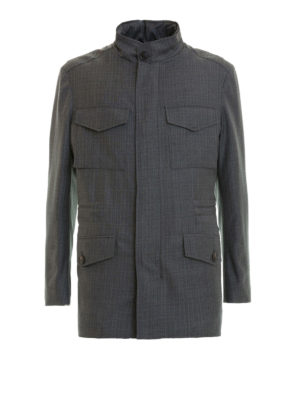 Brioni: casual jackets - Sharkskin virgin wool field jacket