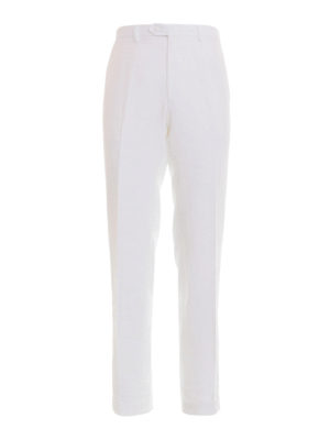 Brioni: casual trousers - White linen trousers