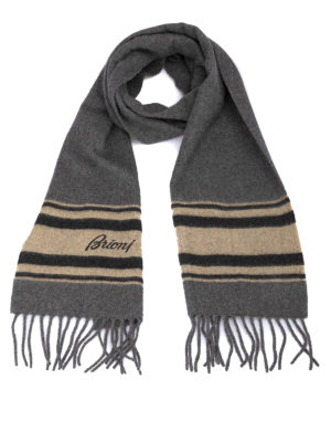 BRIONI: scarves - Contrasting stripe cashmere scarf