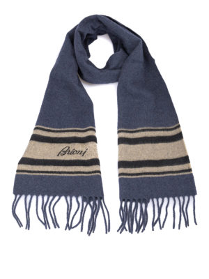 BRIONI: scarves - Contrasting stripe cashmere scarf