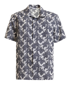 BRIONI: shirts - Leaves print cotton and linen shirt