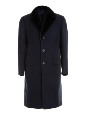 Brioni: short coats - Brunico fur collar wool overcoat