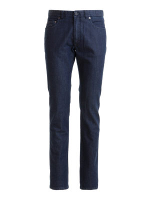BRIONI: straight leg jeans - Cotton cashmere blend jeans