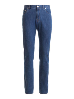 BRIONI: straight leg jeans - Regular fit stretch denim jeans