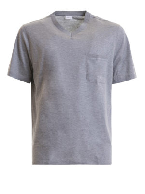 BRIONI: t-shirt - T-shirt grigia con scollo a V