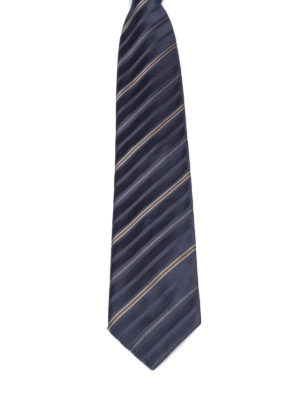 BRIONI: ties & bow ties - Blue striped silk tie