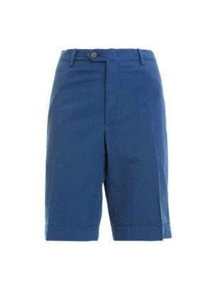Brioni: Trousers Shorts - Blue cotton short chino trousers