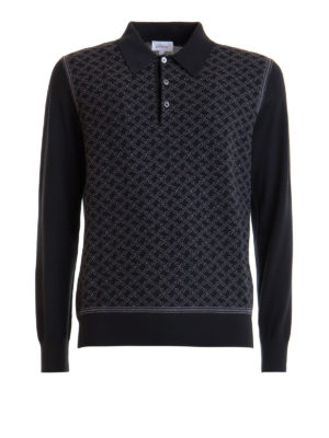 BRIONI: Turtlenecks & Polo necks - Geometric intarsia wool polo jumper