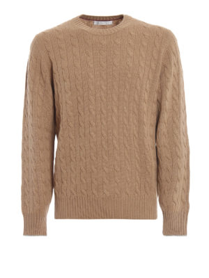 BRUNELLO CUCINELLI: maglia collo rotondo - Pullover in soffice cashmere a trecce