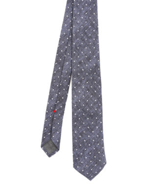 BRUNELLO CUCINELLI: cravatte e papillion - Cravatta a pois in lino e seta