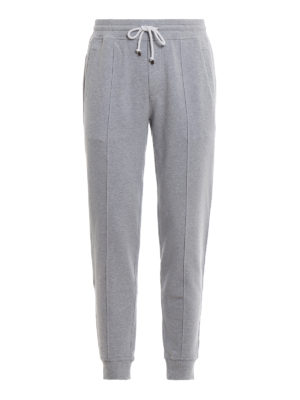 BRUNELLO CUCINELLI: pantaloni sport - Joggers grigi in cotone felpato