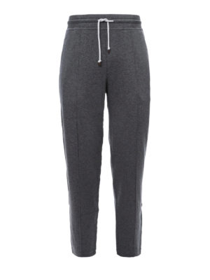 BRUNELLO CUCINELLI: pantaloni sport - Pantaloni della tuta in jersey melange