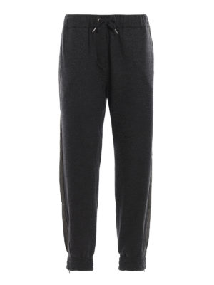 BRUNELLO CUCINELLI: pantaloni sport - Joggers in cashmere con banda in gros grain