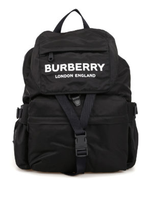 BURBERRY: zaini - Zaino Wilfin in nylon con stampa logo