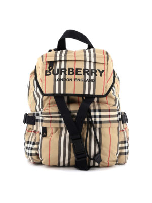 BURBERRY: backpacks - Logo print Vintage check nylon backpack