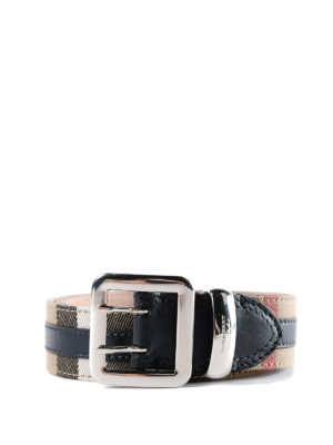 BURBERRY: cinture - Cintura in cotone check e pelle