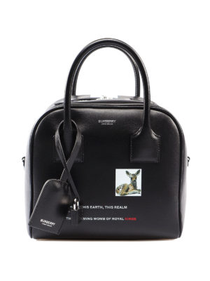 BURBERRY: bauletti - Piccolo bauletto in pelle con stampe