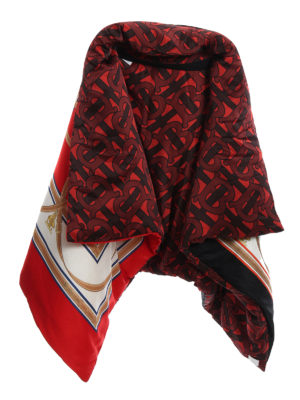 BURBERRY: Mantelle e poncho - Mantella imbottita in seta con monogramma TB